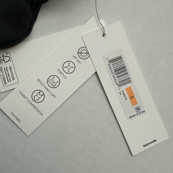 DKNY One Piece Swimsuit Women's SMALL Twist Front Keyhole Slimming Black NEW $79 - Picture 8 of 15